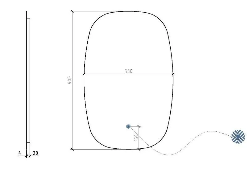 Зеркало Black & White Universe U925.MR 58*90 с led-подсветкой и антизапотеванием