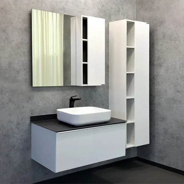 Зеркало-шкаф Comforty Милан 90 белый глянец L/R