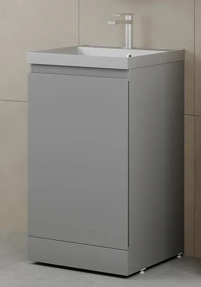 Тумба с раковиной Style Line Батлер 50 напольная серая антискрейтч (раковина Asti 50*45 серый шелк)