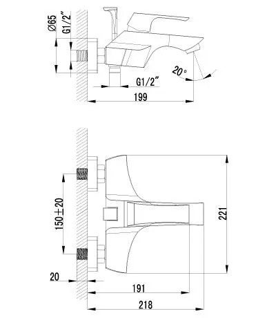 Смеситель Lemark Unit для ванны и душа LM4502C