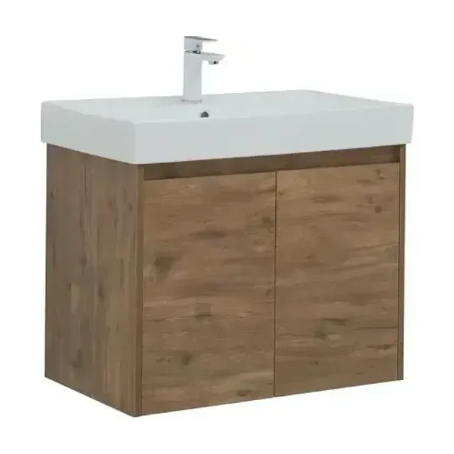 Тумба с раковиной Aquanet Nova Lite 75 дуб рустикальный (2 дверцы) (раковина Латина 75)