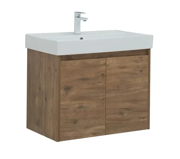 Тумба с раковиной Aquanet Nova Lite 75 дуб рустикальный (2 дверцы) (раковина Латина 75)