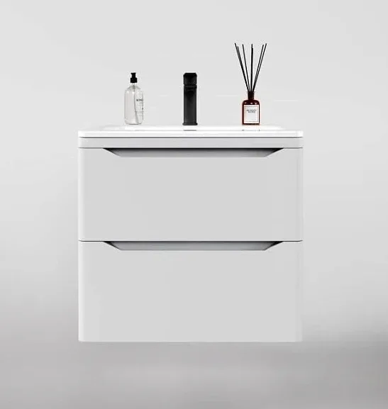 Тумба с раковиной Style Line Марелла Люкс 60 подвесная белая матовая