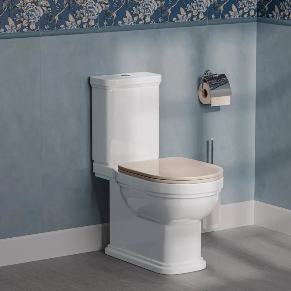 Унитаз-компакт Kerama Marazzi Pompei 37*67,6 с бежевой крышкой-сиденьем микролифт