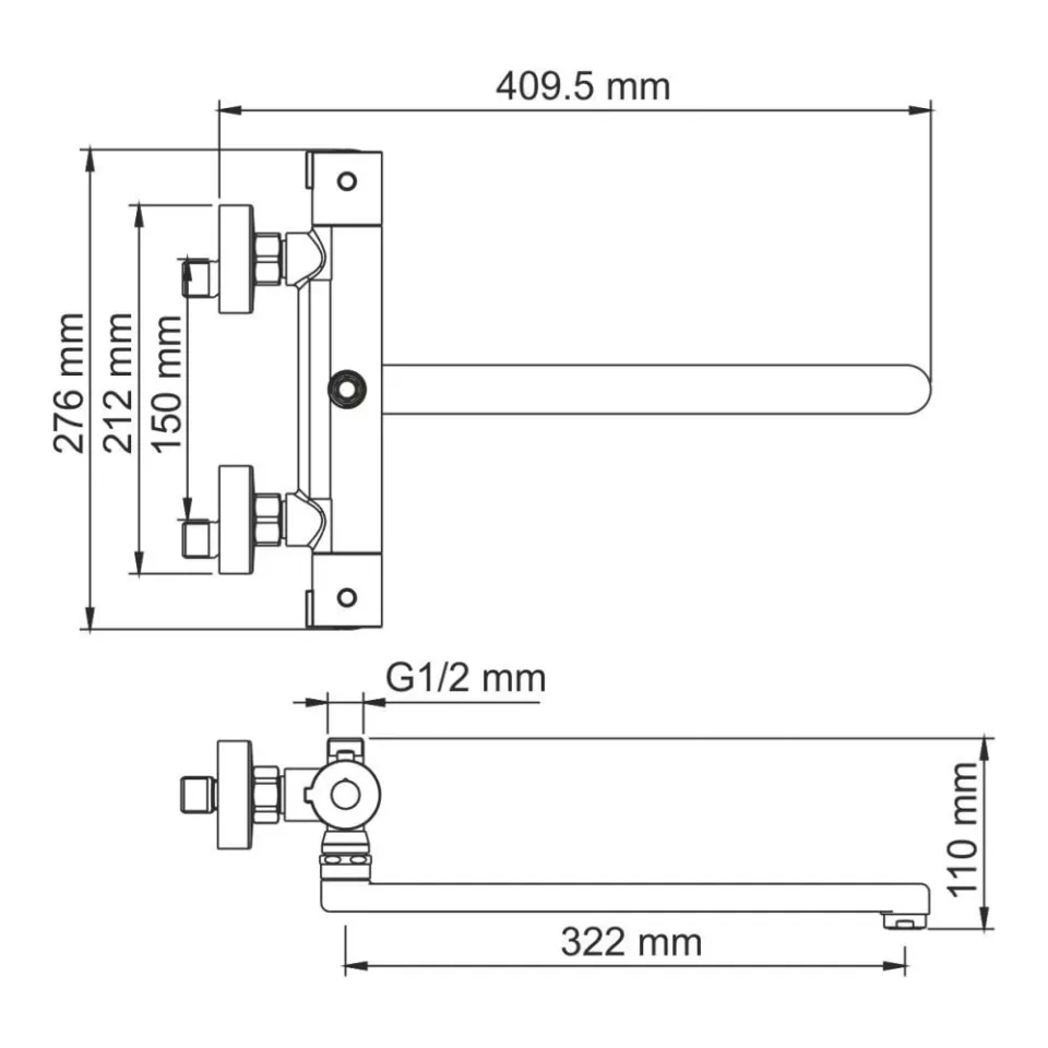 Термостатический смеситель WasserKRAFT Berkel 4822L Thermo универсальный