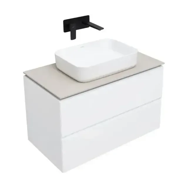 Тумба с раковиной Allen Brau Infinity 1.21001.WM 85 с Led-подсветкой белая матовая