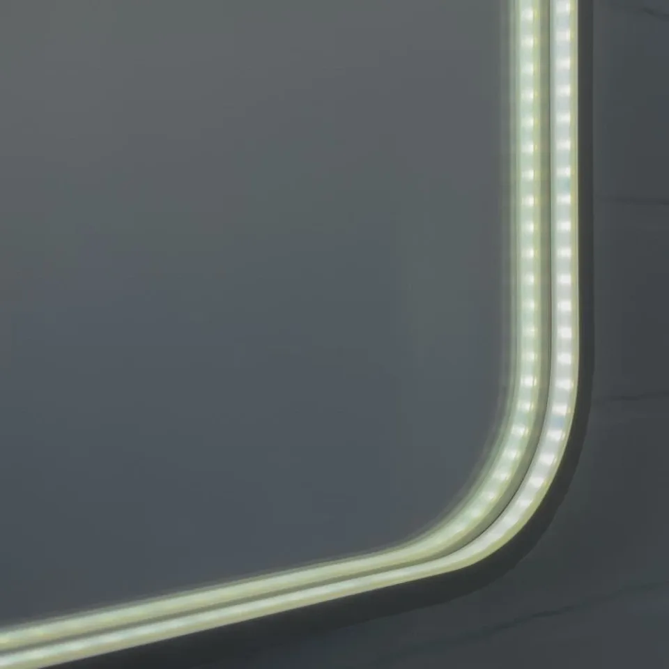 Зеркало Comforty Сириус 60 LED-подсветка, в серебряной алюминиевой раме, холодный свет, сенсор