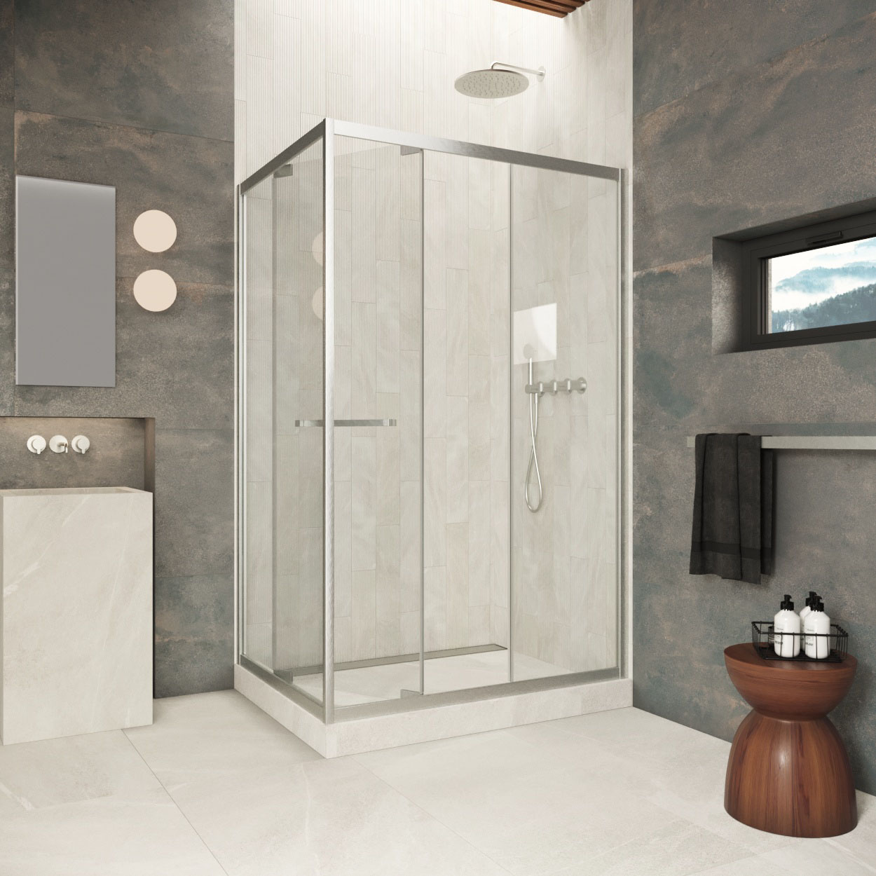 Душевой уголок проем ZP+ZPV Inside 150*100 04 crystalvision профиль никель стекло crystalvision