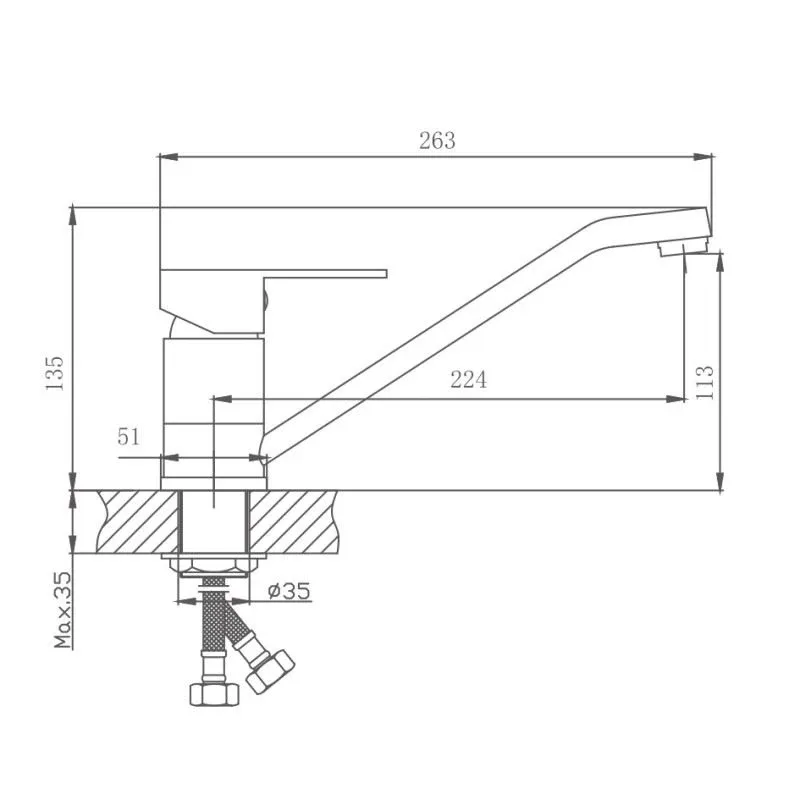 Смеситель Haiba HB42802 для кухни сталь матовая