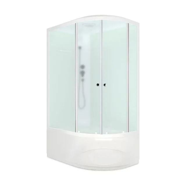 Душевая кабина Domani-Spa Delight Slim 128 high (120х80 см), левое исполнение — белые стенки, сатин-матированные стекла, белый профиль