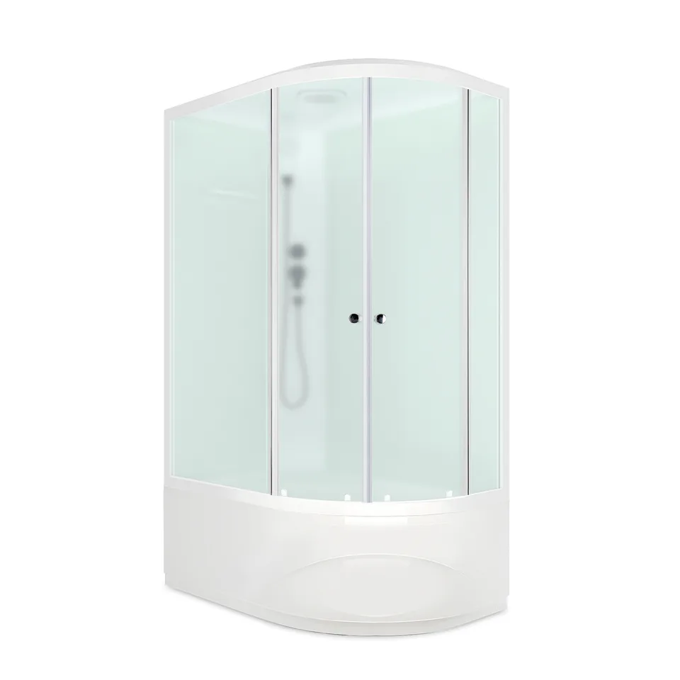 Душевая кабина Domani-Spa Delight Slim 128 high (120х80 см), левое исполнение — белые стенки, сатин-матированные стекла, белый профиль
