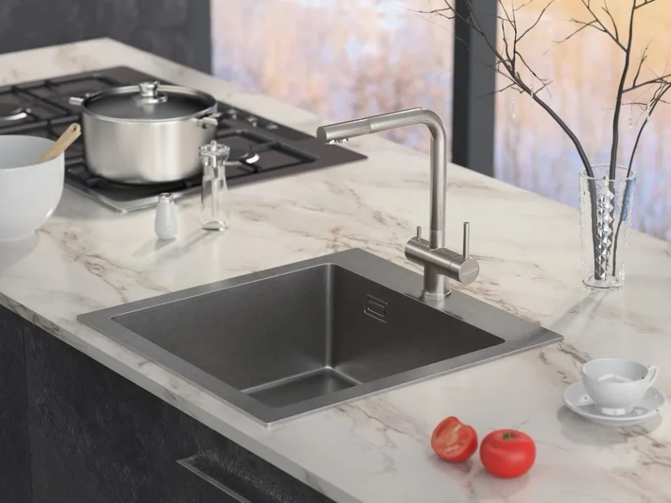 Смеситель Paulmark Skalen Sk213020-SS для кухни с функцией подключения фильтра сталь