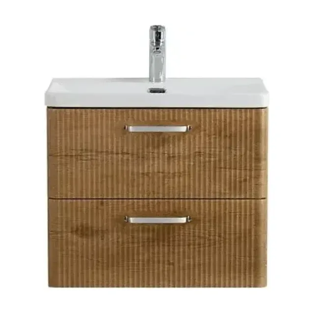 Тумба с раковиной BelBagno Дуэ (Due) 50 натуральный дуб,ручки хром полированный