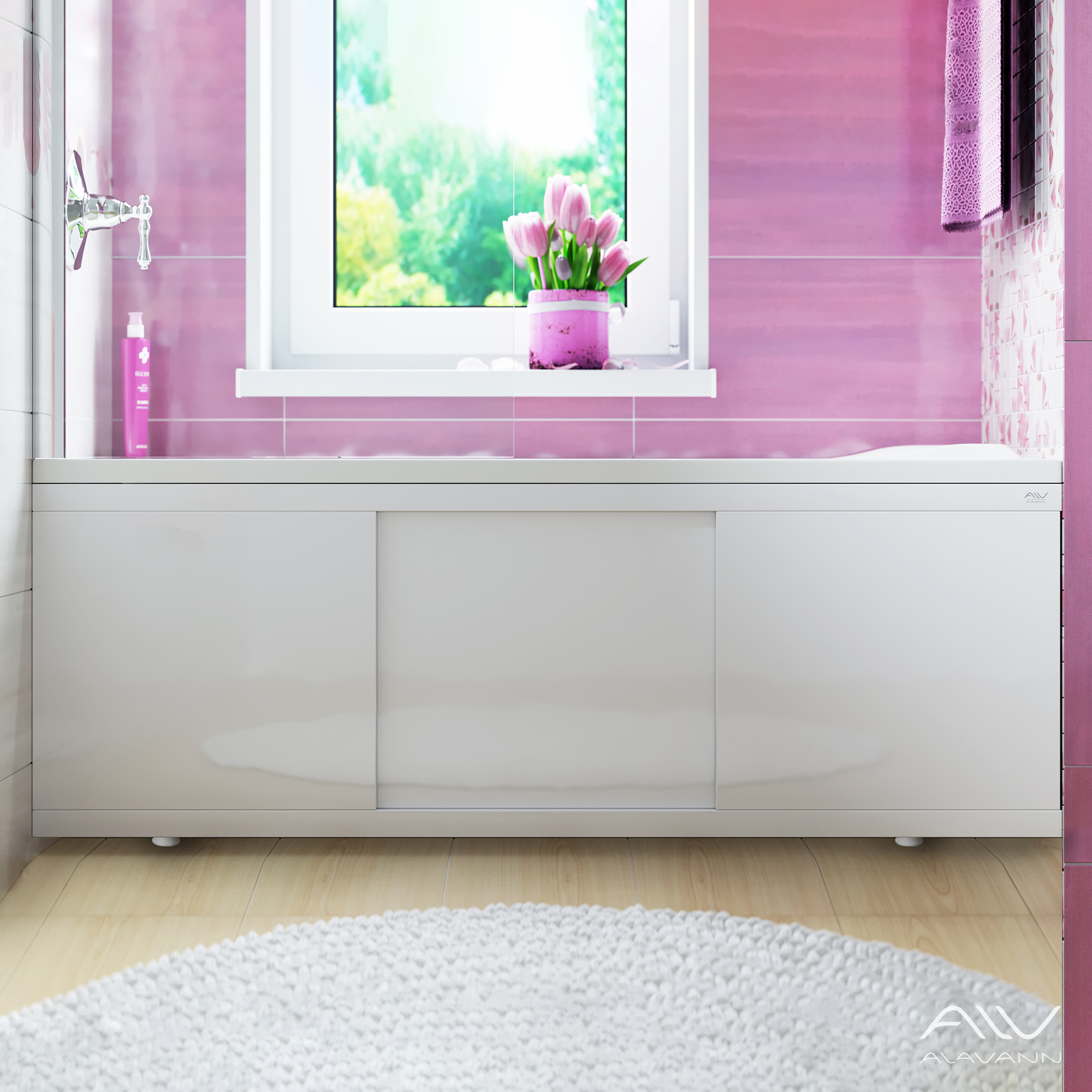 Экран под ванну Crystal 170 см раздвижной Alavann ALV0257002