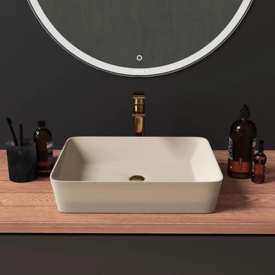 Накладная раковина Grossman Колор (Color) GR-3016BEM 48*37 бежевая матовая