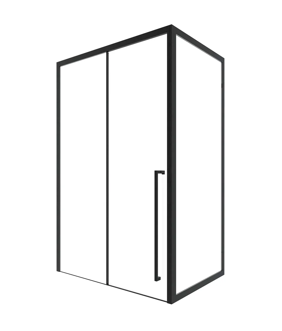 Timo Душевая дверь TDSS-140/03C-8R, раздвиж 1400*2000, проф черный + торцевое стекло TSS-900/03C-8 900*2000, проф черный