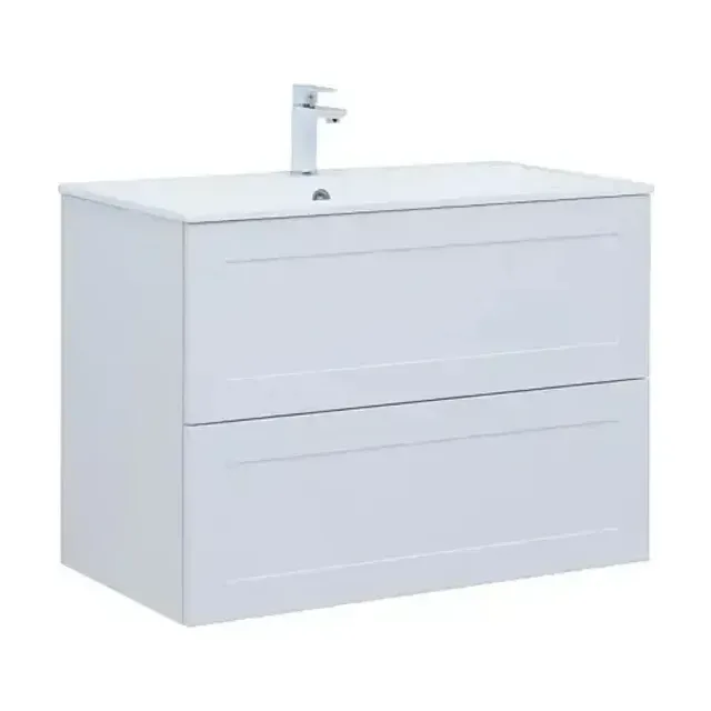 Тумба с раковиной Aquanet Терра 90 белый матовый Soft Touch (тактильный матовый) раковина Электра 90