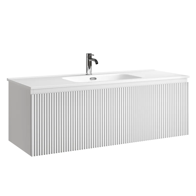 Тумба под раковину Sancos Сноб Р 1.0 (Snob R 1.0) SNR1.0120W 120 см подвесная универсальная 1 ящик белый матовый (bianco)