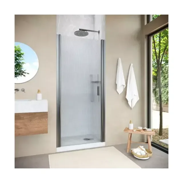Дверь в душевой проем EP NOVO h2000 90 11 Moru профиль оружейная сталь стекло Moru