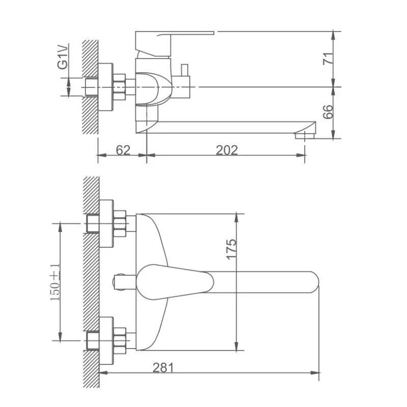Смеситель Haiba HB60801-2 универсальный сталь матовая