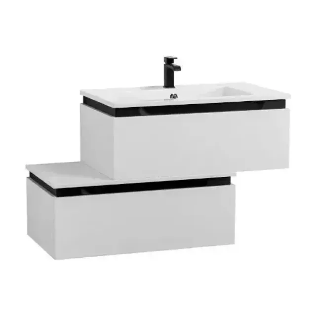 Тумба с раковиной Cezares Движение (Slider) 80 белый матовый с нижней тумбой
