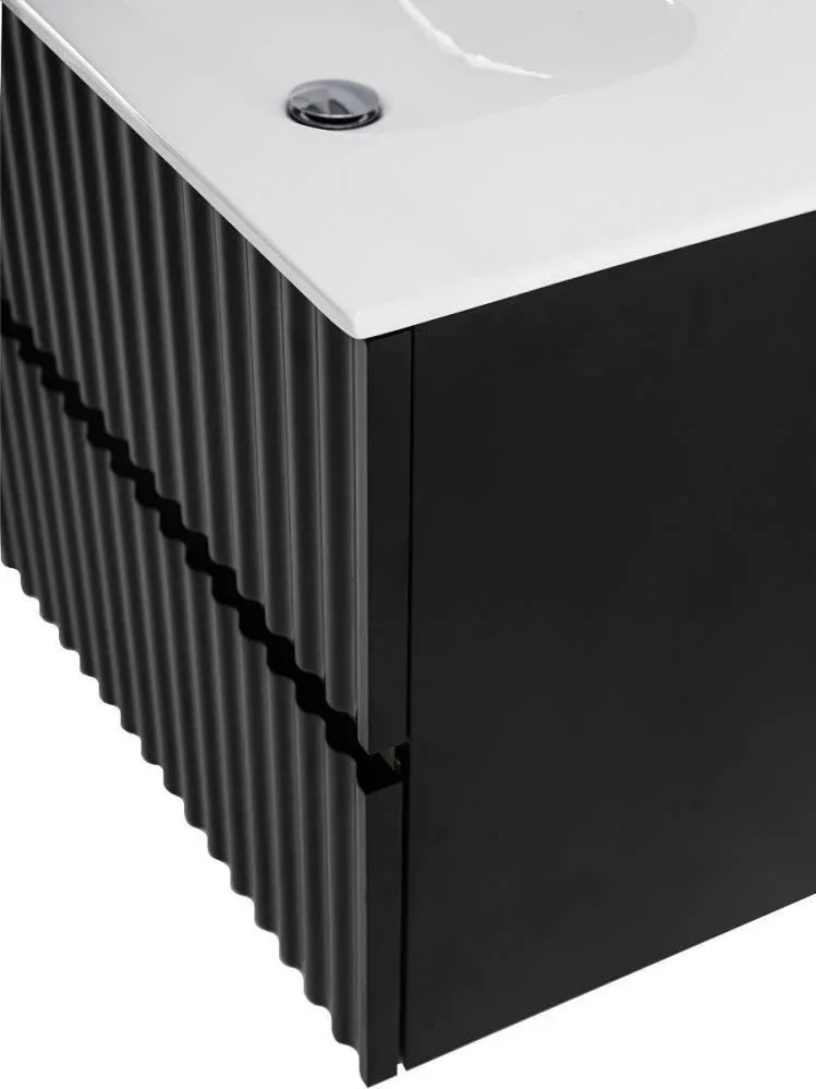 Тумба под раковину Art&Max Элегант/Elegant 80 с LED подсветкой ручек черная матовая