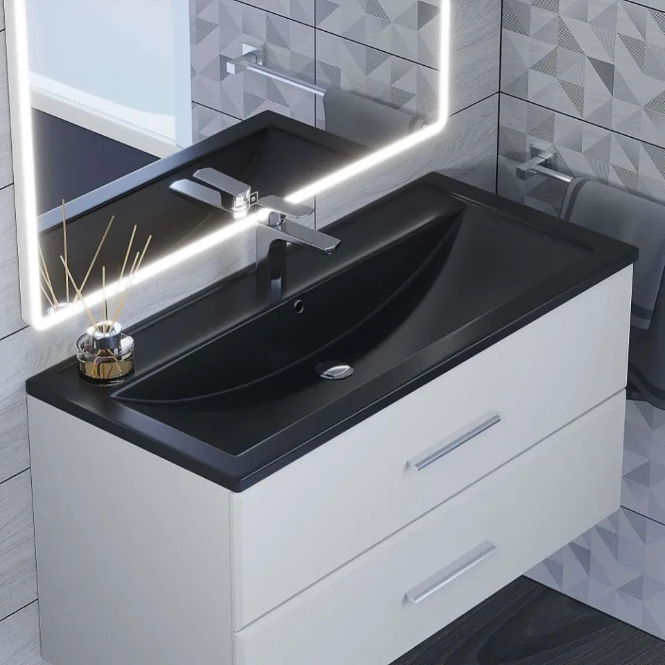 Встраиваемая раковина Uperwood Foster Quartz 100*45,5 черная матовая, уголь