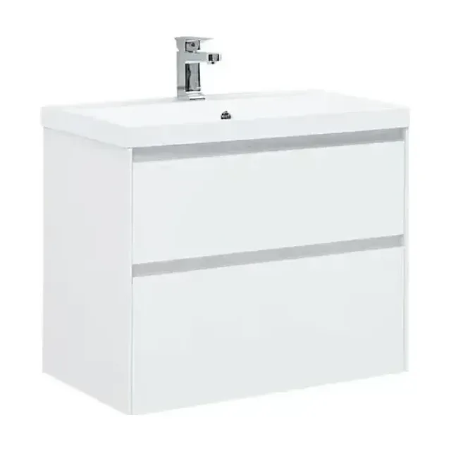 Тумба с раковиной Aquanet Гласс 80 белый глянец