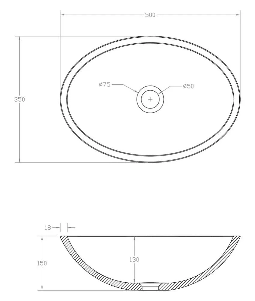 Накладная раковина карбоновая ABBER Karbon AK2042 черная 50*35