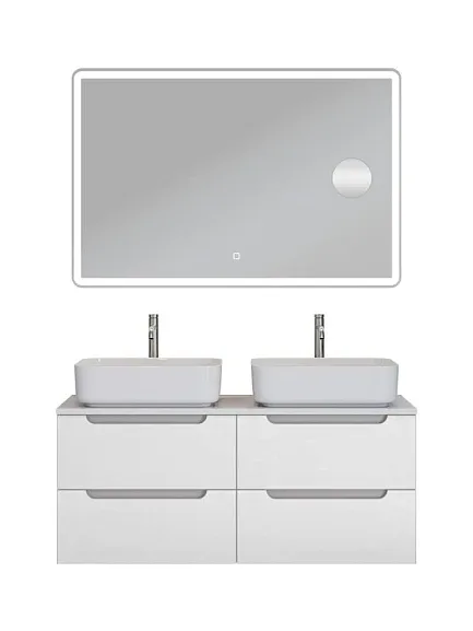 Комплект мебели BelBagno Этна (Etna) 120 белый матовый (столешница EK-120-2-BL, раковины BB1304)