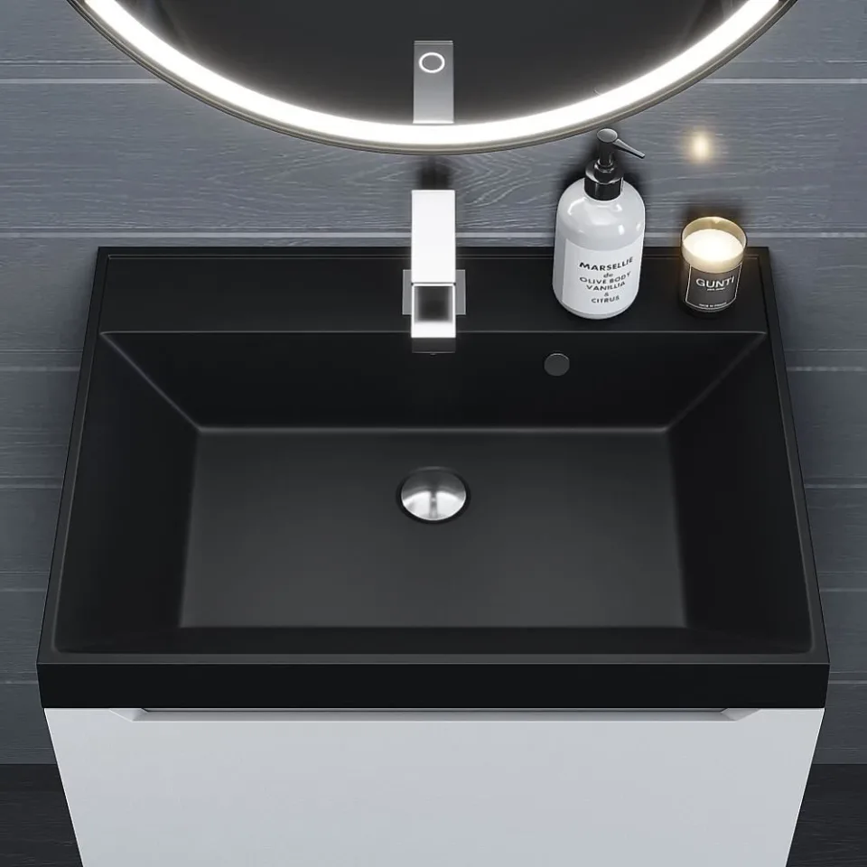 Встраиваемая раковина Uperwood Classic Quartz 60*45 черная матовая, уголь