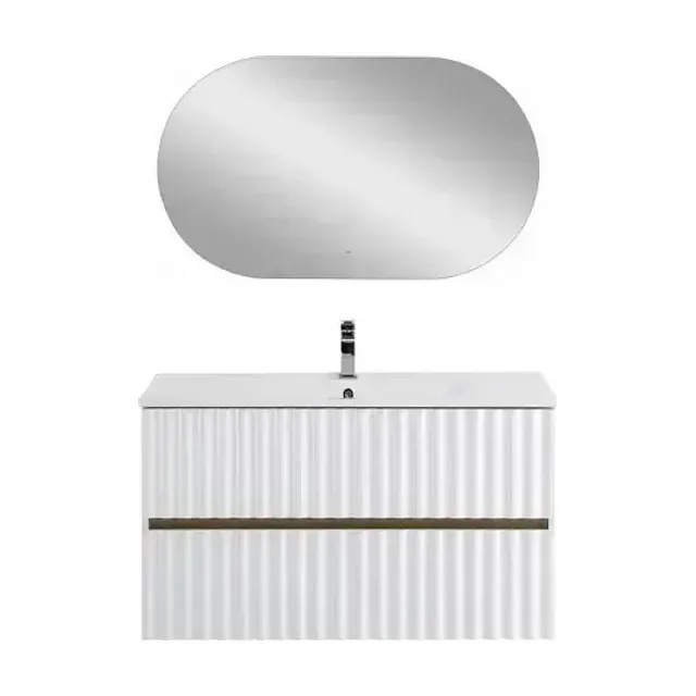Комплект мебели Art&Max Элегант/Elegant 100 с LED подсветкой ручек белый матовый