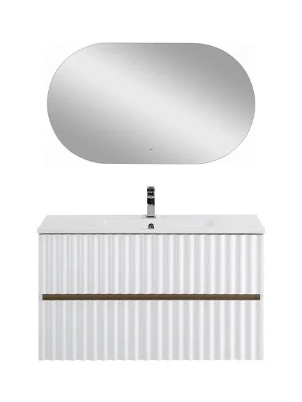 Комплект мебели Art&Max Элегант/Elegant 100 с LED подсветкой ручек белый матовый