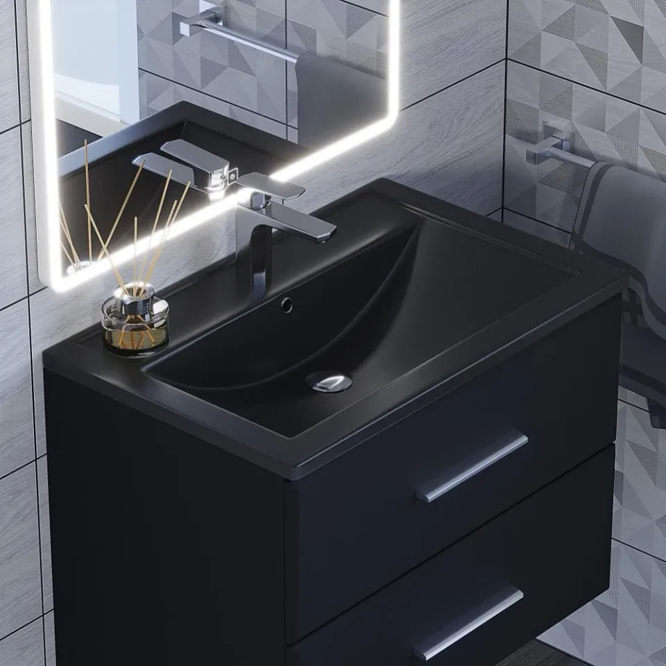 Встраиваемая раковина Uperwood Foster Quartz 70*45,5 черная матовая, космос
