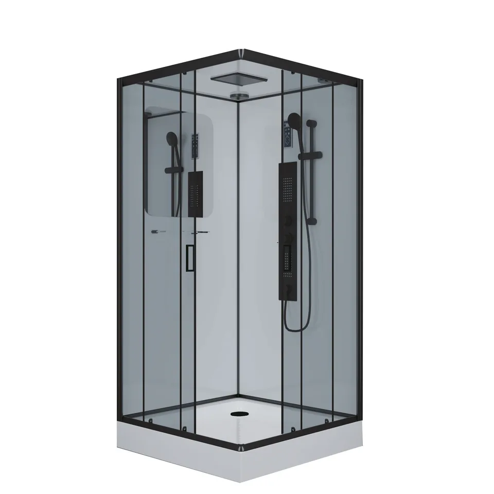 Душевая кабина Niagara Premium NG-6902-01GQ BLACK (100х100х210) низкий поддон(16 см),черный,стекло тонированное,4 места