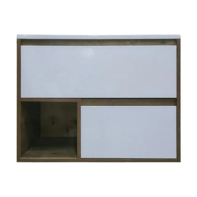 Тумба с раковиной Эстет Monaco Wood 80 2 ящика белая/дуб рустикальный ФР-00010675