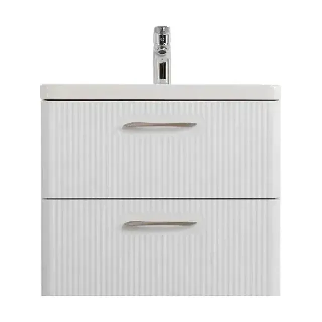 Тумба с раковиной BelBagno Дуэ (Due) 60 белый металлик,ручки сатиновый никель