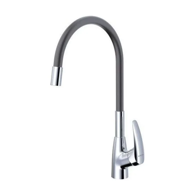 Смеситель для кухни AVRORA KITCHEN с гибким изливом, цвет хром, цвет излива серый