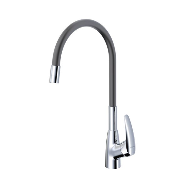 Смеситель для кухни AVRORA KITCHEN с гибким изливом, цвет хром, цвет излива серый