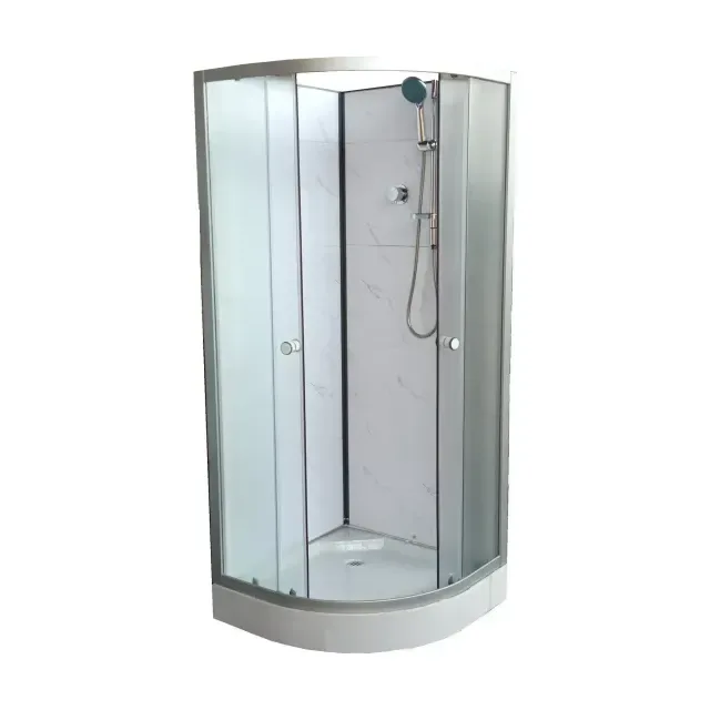 Душевая кабина без крыши AQUAPULSE 8513А 80х80х195 см. fabric white marbl (н/п, 1/4 круга) с пластиковой задней стенкой.