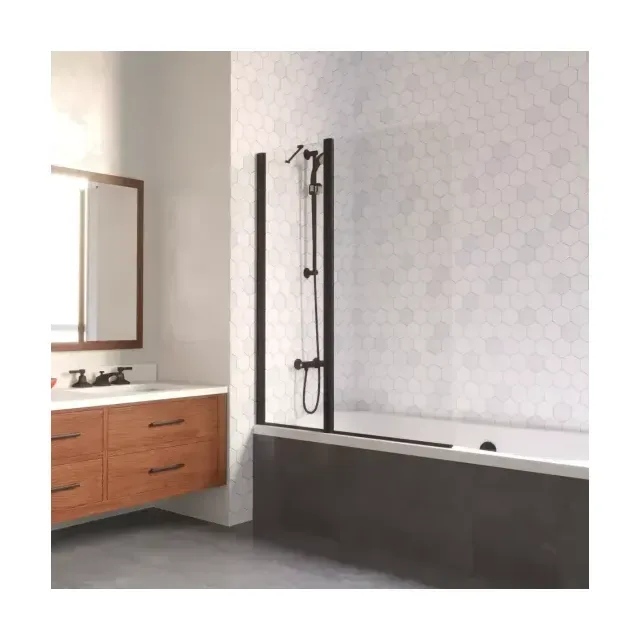 Шторка на ванную E2V LUX ST 125 02М 01 L, профиль черный матовый, стекло прозрачное