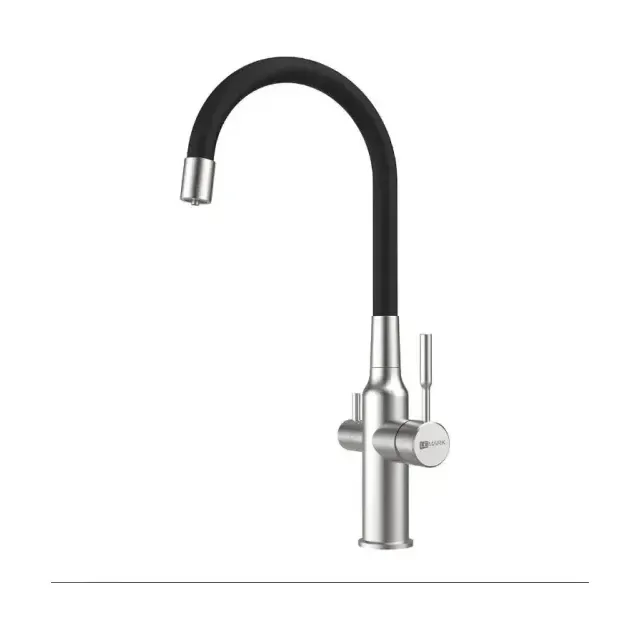 Смеситель Lemark Expert LM5083S-Black для кухни с функцией подключения фильтра и гибким изливом сталь/черный