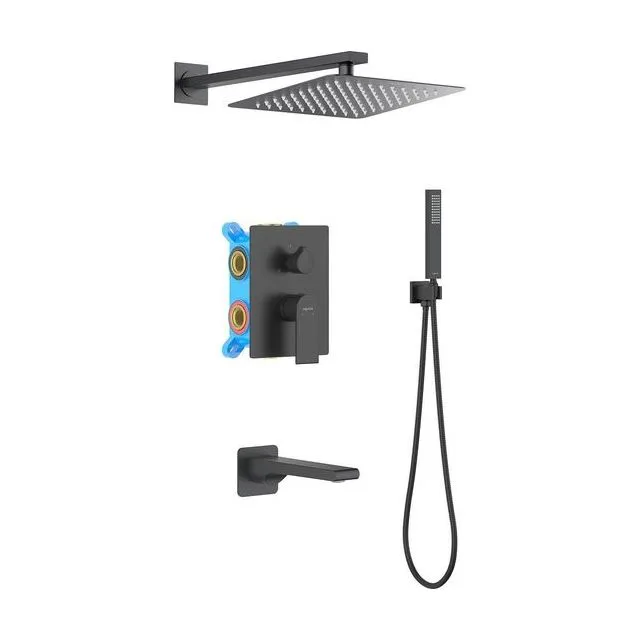 Set 4 в 1 душевой комплект AQUATEK, матовый черный AQ1473MB ЛИРА