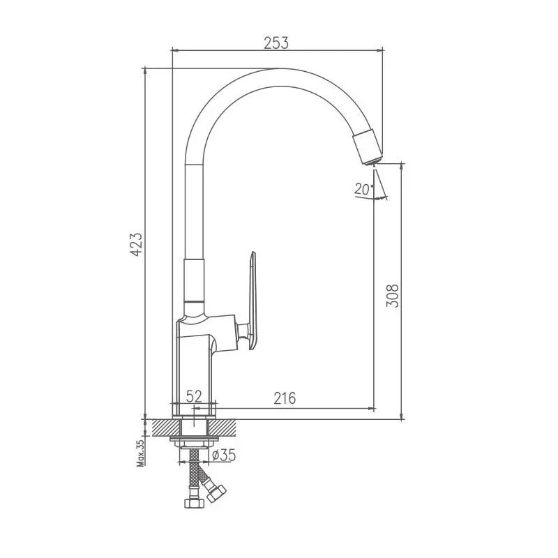 Смеситель Haiba HB73548-7 для кухни черный матовый