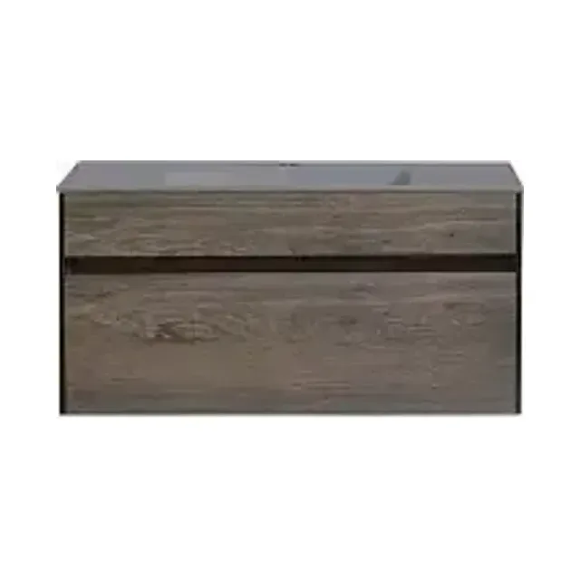 Тумба с раковиной Vincea Кьяра (Chiara) 100 дуб темный (серая раковина)