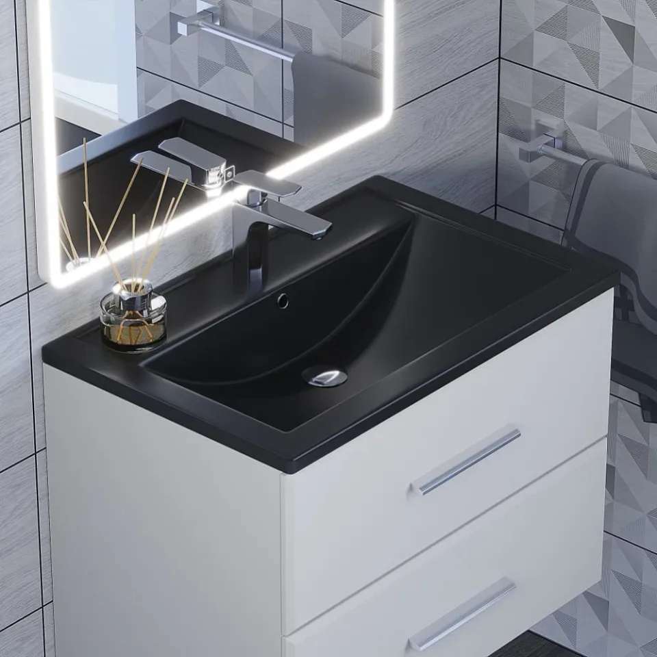 Встраиваемая раковина Uperwood Foster Quartz 70*45,5 черная матовая, уголь