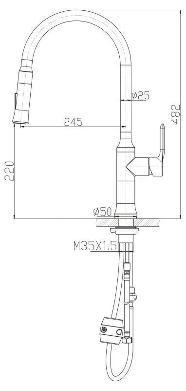 Смеситель BelBagno BB-LAM38-IN для кухни выдвижной излив,нержавеющая сталь,сатин