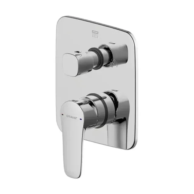Смеситель Bravat Source (PB8173218CP-2-ENG+D982CP-B-ENG) для ванны и душа скрытый монтаж (2-функц) хром (комплект)