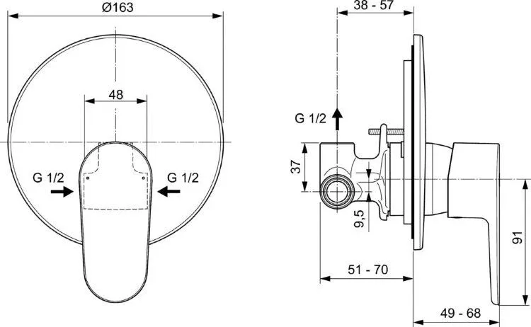 Смеситель Ideal Standard Cerafine O A7192XG для душа скрытый монтаж черный матовый