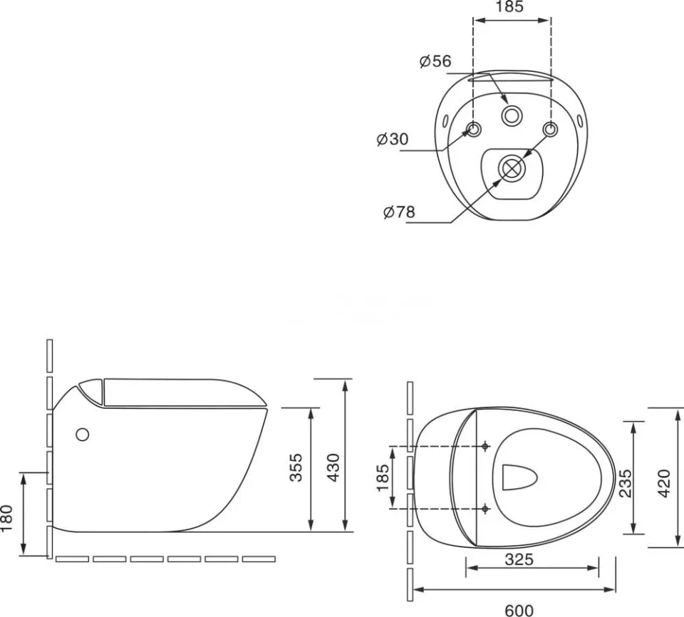 Унитаз подвесной SantiLine SL-5001 59*41 с крышкой-сиденьем микролифт